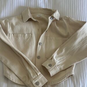 Z Supply Cream Button-Front Cotton Shirt Jacket